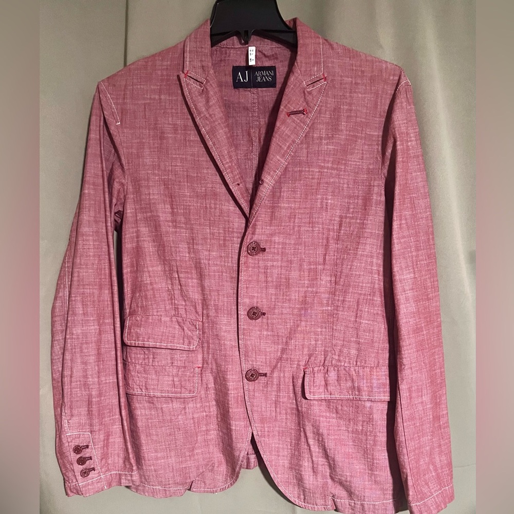 Armani Jeans 100% Cotton Men’s Salmon Color Casual Blazer Size Large